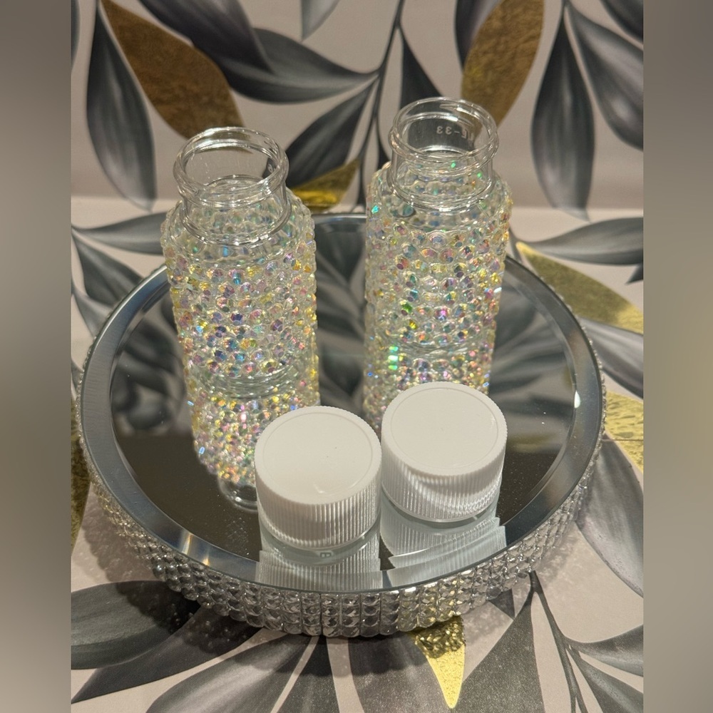 Iridescent Jeweled Bottle Pair with White Caps - Picture 3 of 3